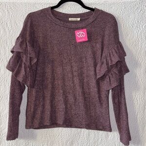 Heart & Hips Chic Ruffle Long Sleeve Sweater Top